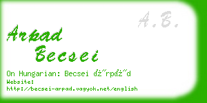 arpad becsei business card